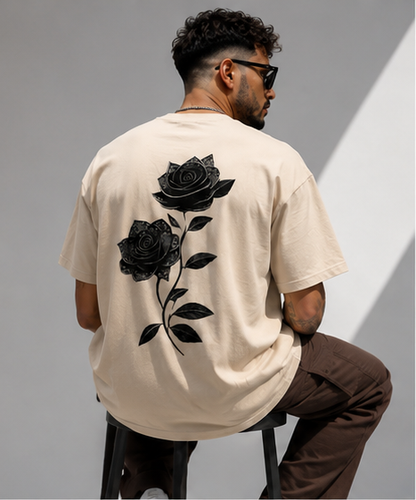Rose Graphic Oversized T-Shirt — Cream